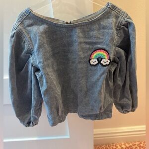 Lola + The Boys Blue Denim Top with Rainbow Accent